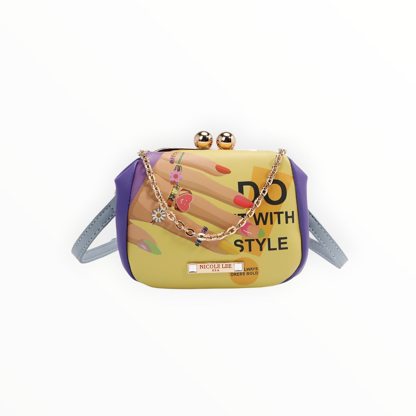 Borsa con Clip e Tracolla Nail Polish Nicole Lee PRT7803