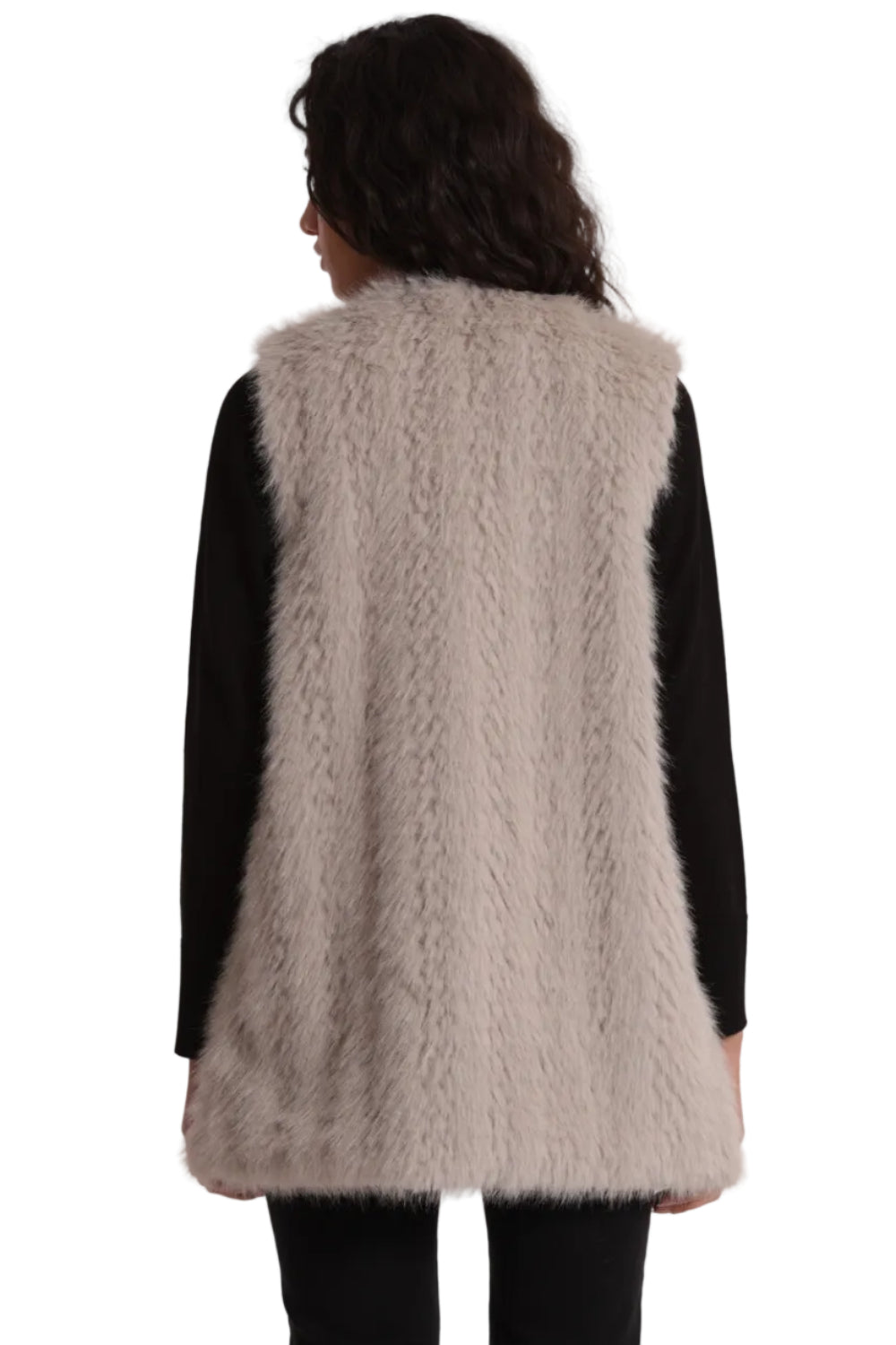 Gilet Lungo Effetto Montone Donna - Senza Maniche Elegante YQAN-6569