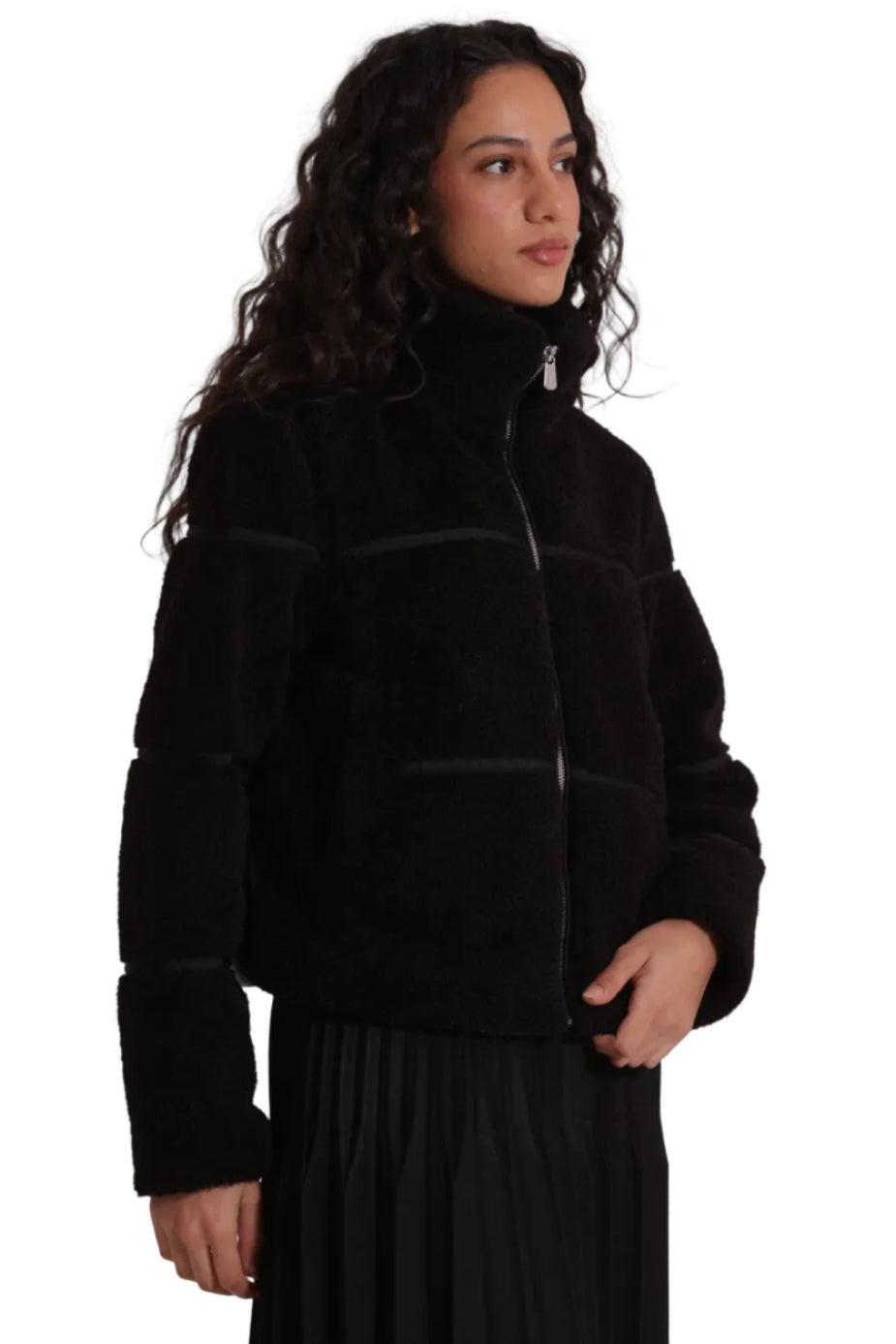 Giubbotto Corto Effetto Montone Donna - Giacca Invernale NDAN-6624