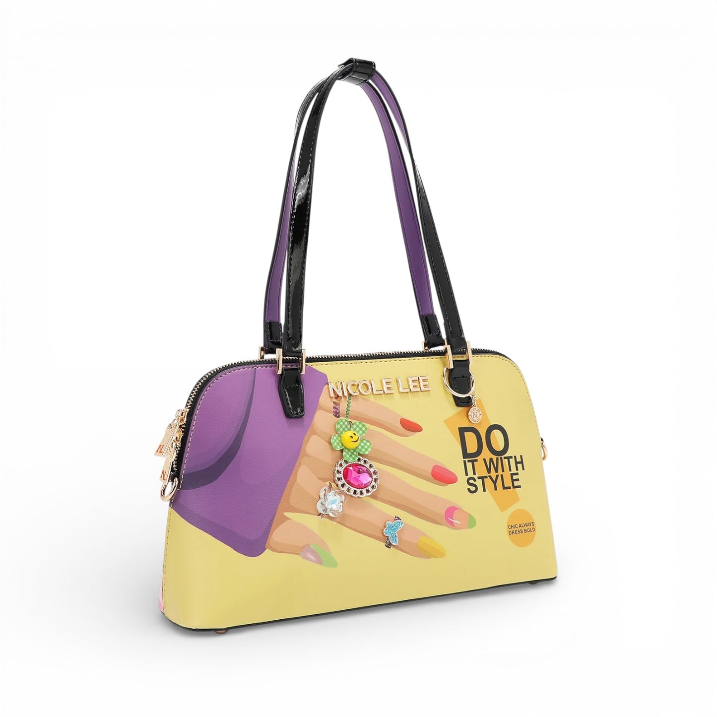 Borsa a Due Manici Nicole Lee NP17248 Nail Polish - Borsa Donna Elegante con Tracolla