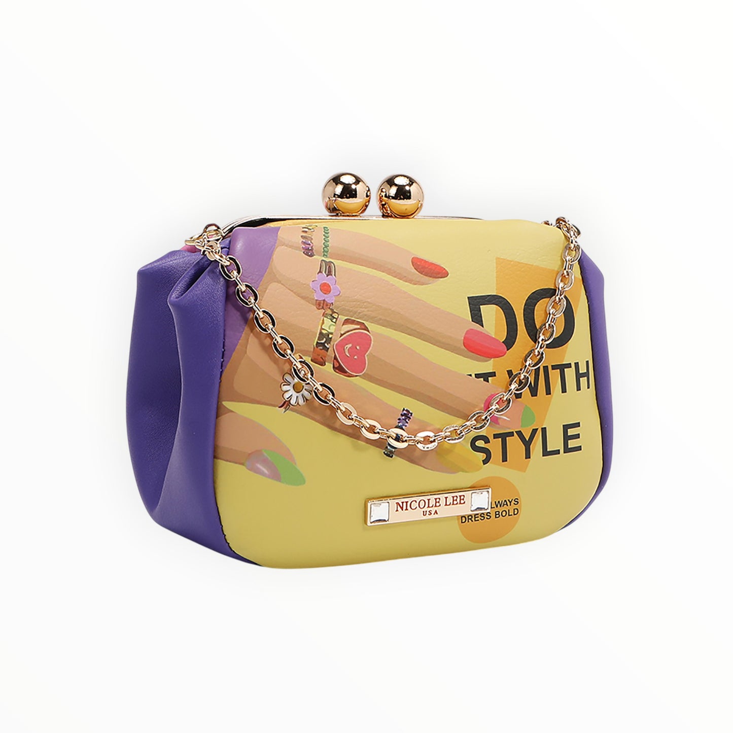 Borsa con Clip e Tracolla Nail Polish Nicole Lee PRT7803