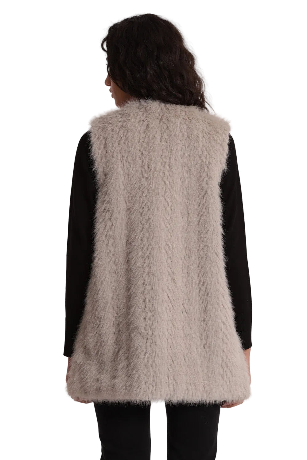 Gilet Lungo Effetto Montone Donna - Senza Maniche Elegante YQAN-6569